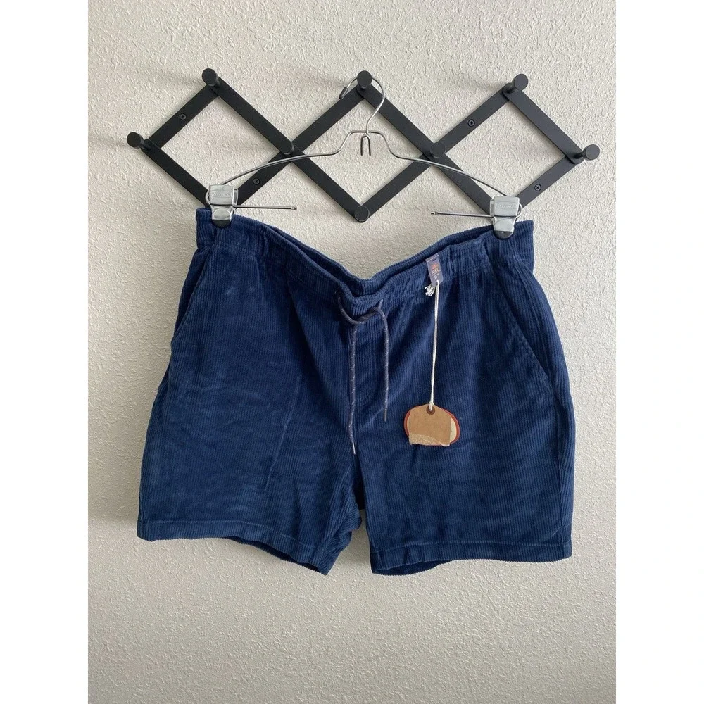 Faherty Drawstring Essential Knit Cord Corduroy Shorts, Navy Mens Size 2XL